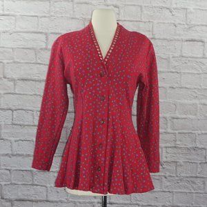 Vintage 90s Floral Button Down Tunic Blouse Top